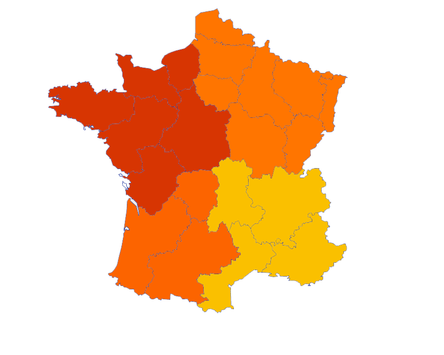 Carte de la France aux couleurs de Savoie-Prévention
